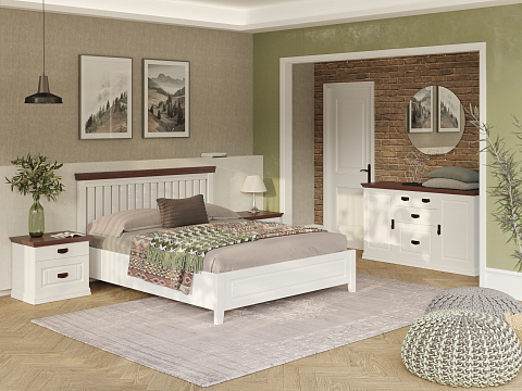 Кровать 200х200 с основанием Olivia - Кровать из массива с контрастной декоративной планкой.